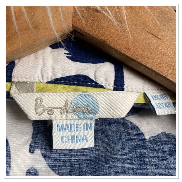 Boden Button Riviera Shirt Dress Blue Off White Size 4 - Picture 11 of 13
